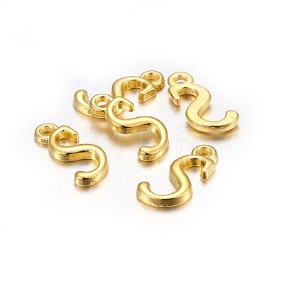 Golden Plated Alloy Letter Pendants PALLOY-J718-01G-S-1