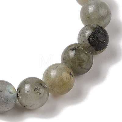 8mm Round Natural Labradorite Braided Bead Bracelets BJEW-C067-01B-14-1