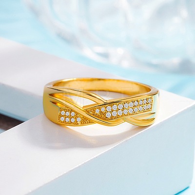 Brass Micro Pave Cubic Zirconia Finger Rings for Women FS-WG5E550-03-1