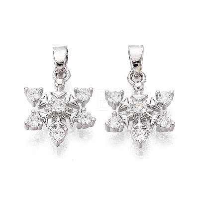 Brass Micro Pave Clear Cubic Zirconia Charms KK-N259-16P-1