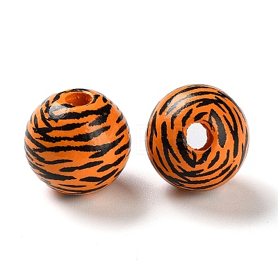 Printed Wood European Beads WOOD-Z002-06A-1