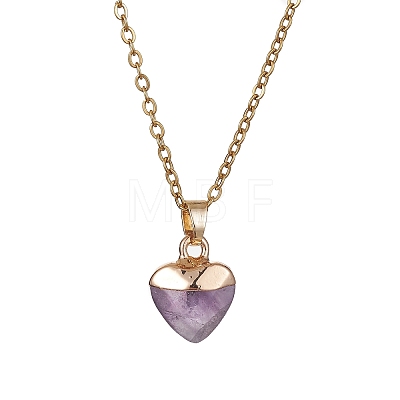 Heart Natural Mixed Gemstone Pendant Necklace NJEW-JN04486-1