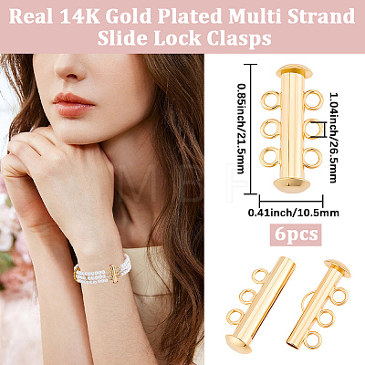 6Pcs Brass Slide Lock Clasps KK-BBC0027-58B-1