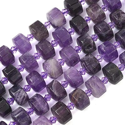 Natural Amethyst Beads Strands G-G453-G05-7x12mm-1