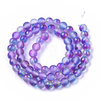 Frosted Spray Painted Glass Beads Strands X-GLAA-N035-03B-C03-1