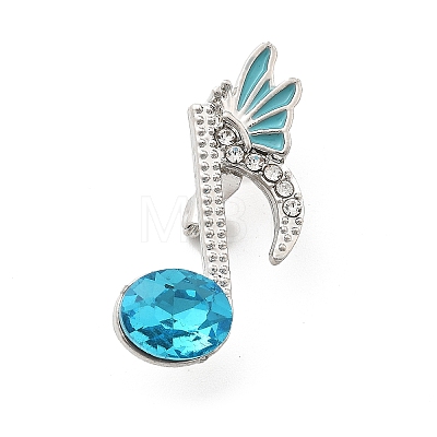 Musical Note Rhinestone Brooch Pins JEWB-A031-02P-02-1