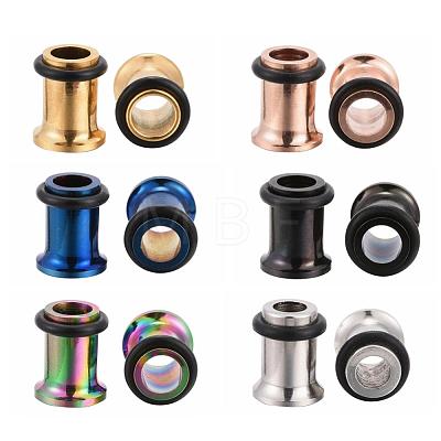 12Pcs 6 Colors 316 Surgical Stainless Steel Screw Ear Gauges Flesh Tunnels Plugs STAS-YW0001-14-1