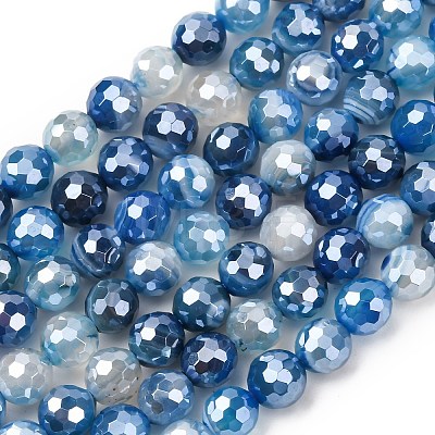 Natural Banded Agate Beads Strands G-B191-A02-6mm-1