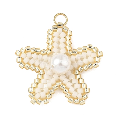 MIYUKI Glass Seed Beaded & Shell Pearl Pendants PALLOY-MZ01378-01-1