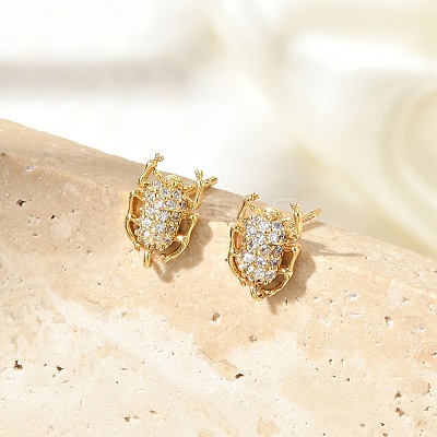 Brass Micro Pave Clear Cubic Zirconia Stud Earrings EJEW-R016-26G-07-1