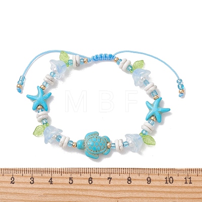 3Pcs Synthetic Turquoise & Natural Howlite & Imitated Pearl Acrylic Beads Beaided Bead Bracelets BJEW-MZ00343-1
