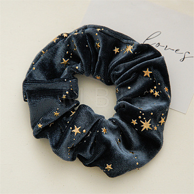 Solid Color with Star Cloth Ponytail Scrunchy Hair Ties PW-WG29086-01-1