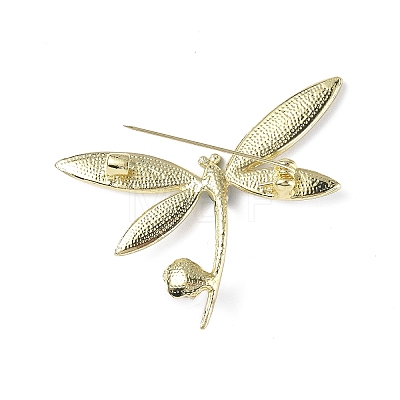 Rhinestonoe Dragonfly with Plastic Imitation Pearl Brooch Pin JEWB-I020-02LG-1