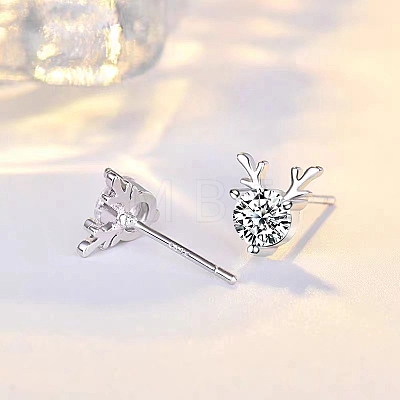 Anti-Tarnish 925 Sterling Silver with Moissanite Rhinestone Stud Earrings AJEW-U007-04P-1