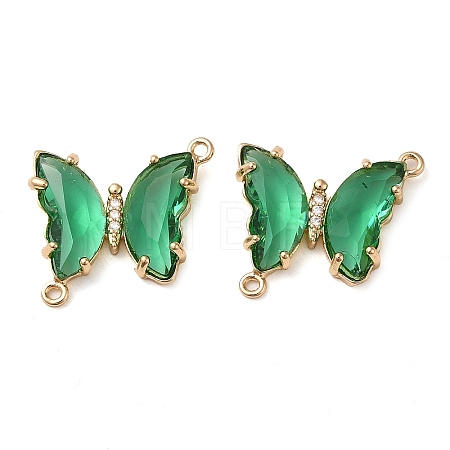 Brass Pave Faceted Glass Connector Charms FIND-Z020-04K-1