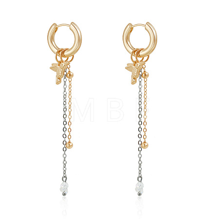 Bird Alloy & Glass Beads Hoop Earrings WG4F352-02-1