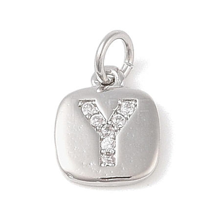 Rack Plating Brass Micro Pave CLear Cubic Zirconia Charms KK-E110-14P-Y-1