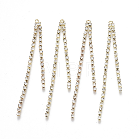 Brass Rhinestone Cup Chains Tassel Big Pendants KK-R129-08G-1