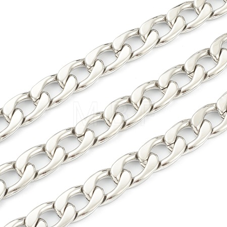 Tarnish Resistant 304 Stainless Steel Cuban Link Chains STAS-B020-07P-1
