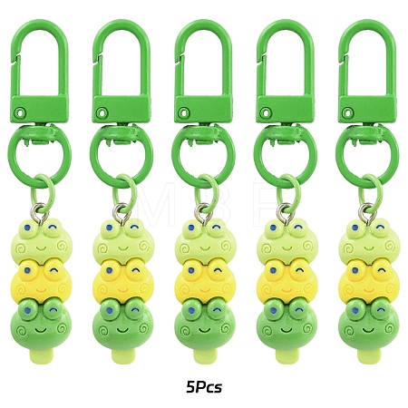 5Pcs Frog Resin Pendant Decorations HJEW-YW00193-04-1