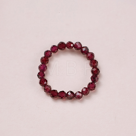 Adjustable Natural Garnet Bead Finger Rings FS-WGFFDB9-08-1