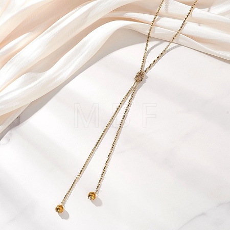 304 Stainless Steel Box Chain Lariat Necklaces NJEW-JN05887-1