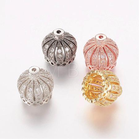 Brass Micro Pave Cubic Zirconia Beads ZIRC-K063-14-1