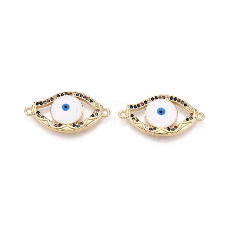 Brass Micro Pave Colorful Cubic Zirconia Connector Charms KK-N287-41G-1