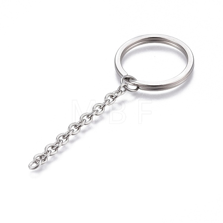 Tarnish Resistant 304 Stainless Steel Split Key Ring Clasps STAS-L226-009C-1