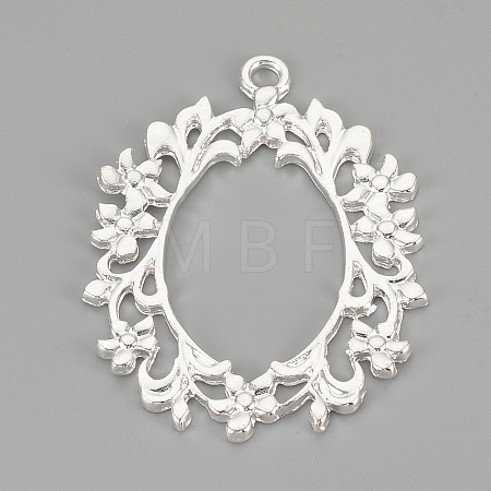 Alloy Open Back Bezel Pendants PALLOY-R098-26S-1