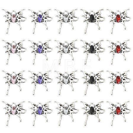 20Pcs 5 Colors Alloy Rhinestone Pendants FIND-CJ0005-88-1