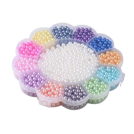13 Style Spray Painted ABS Plastic Imitation Pearl Beads OACR-YW0001-41-1