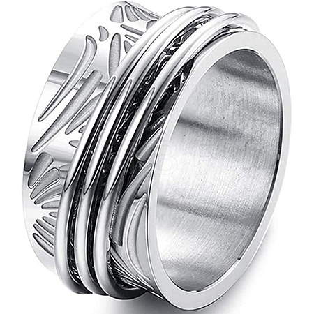 Retro Rotatable 304 Stainless Steel Finger Rings FS-WG84C22-01-1