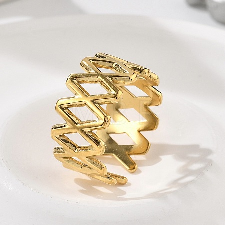 Letter X 304 Stainless Steel Open Cuff Rings RJEW-R014-02G-03-1