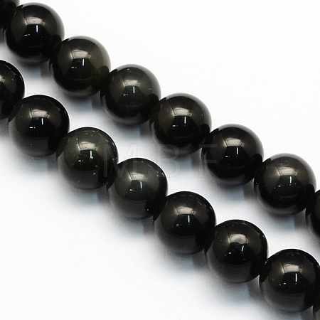 Natural Obsidian Round Beads Strands G-S156-10mm-1