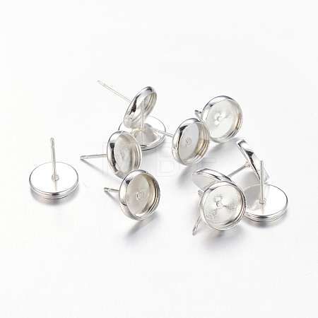 Silver Color Plated Brass Earring Settings X-IFIN-Q006-S-NF-1