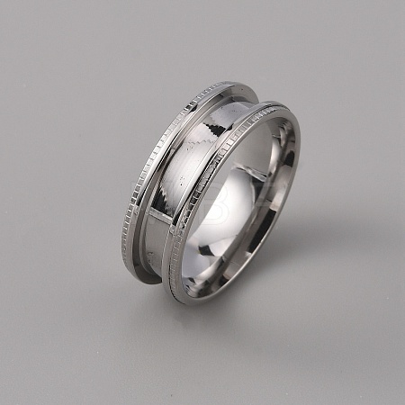 201 Stainless Steel Grooved Finger Ring Settings STAS-WH0027-26G-P-1