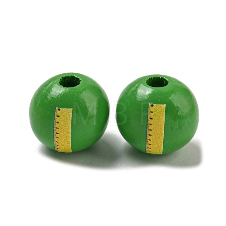 Printed Wood European Beads WOOD-L020-D11-1