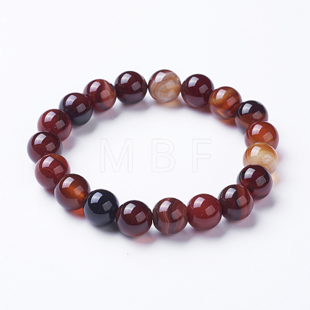 Natural Striped Agate/Banded Agate Beaded Stretch Bracelets BJEW-I254-10mm-11-1