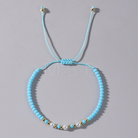 Elegant Imitation Pearl & Glass & Brass Beads Braided Bead Bracelets for Women SF9427-2-1
