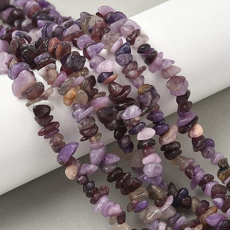 Natural Lepidolite/Purple Mica Stone Beads Strands G-Z081-A01-1