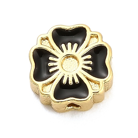 Flower Brass Enamel Bead Rhinestone Settings KK-H527-10G-01-1