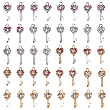 40Pcs 4 Colors Alloy Rhinestone Pendants RB-CA0001-02-1