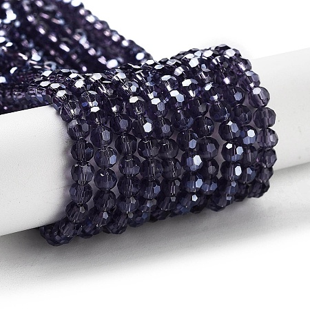 Electroplate Transparent Glass Beads Strands LS-EGLA-A035-T4mm-A15-1