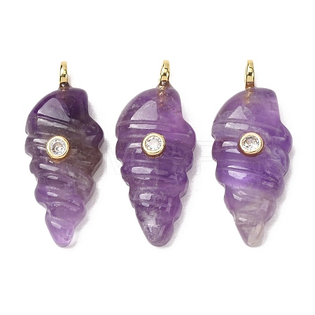 Natural Amethyst Carved Pendants G-H357-04G-09-1