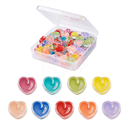 90Pcs 9 Colors Transparent Enamel Acrylic Beads TACR-CD0001-06-1