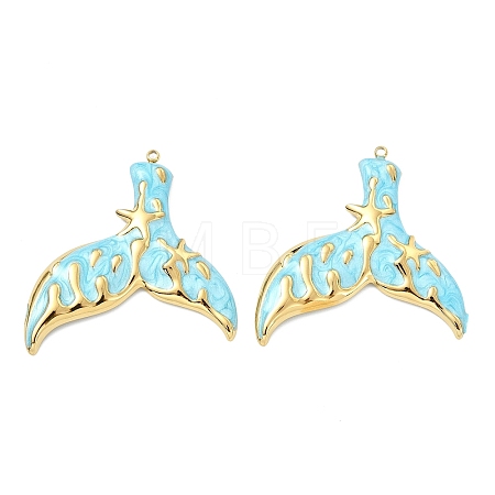 Ocean 304 Stainless Steel Enamel Pendants X-STAS-T076-08A-01G-1