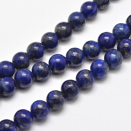 Natural Lapis Lazuli Round Bead Strands X-G-E262-01-8mm-1