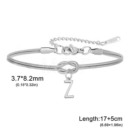 304 Stainless Steel Initial Charm Bracelets FS-WGD8E41-05-1