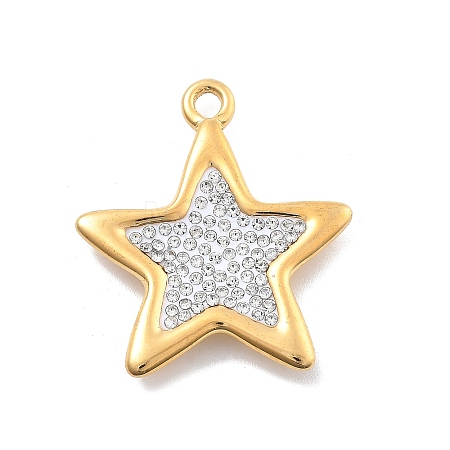 304 Stainless Steel Polymer Clay Rhinestone Pendants RESI-R155-012G-01-1